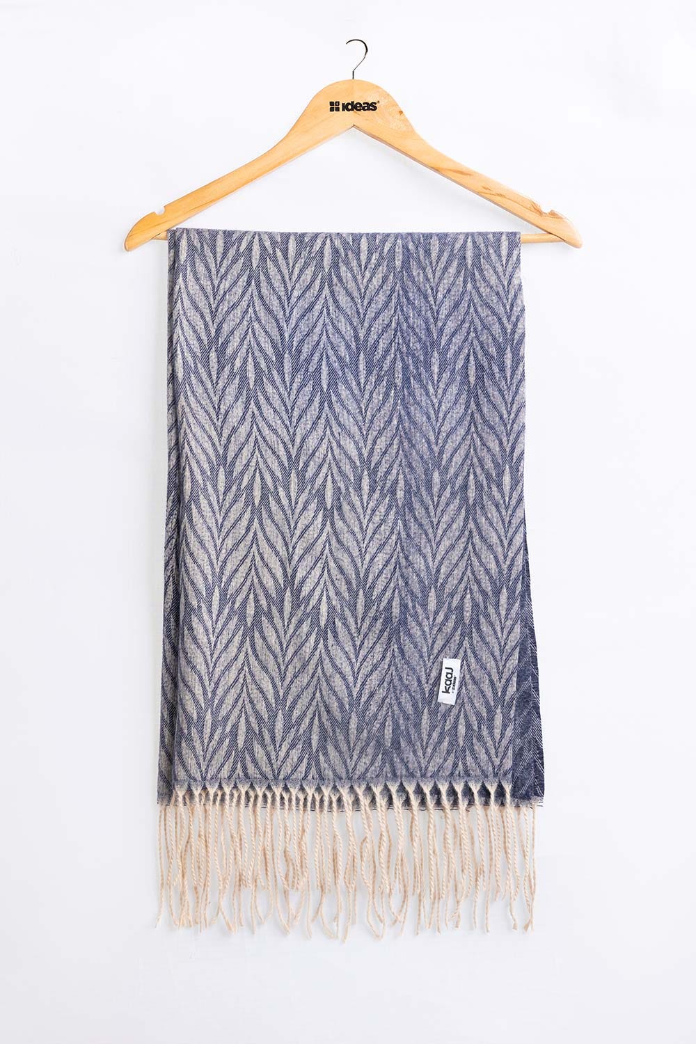 Denim Blue Blended Leaf Pattern Scarf SCF-24-082