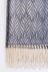 Denim Blue Blended Leaf Pattern Scarf SCF-24-082