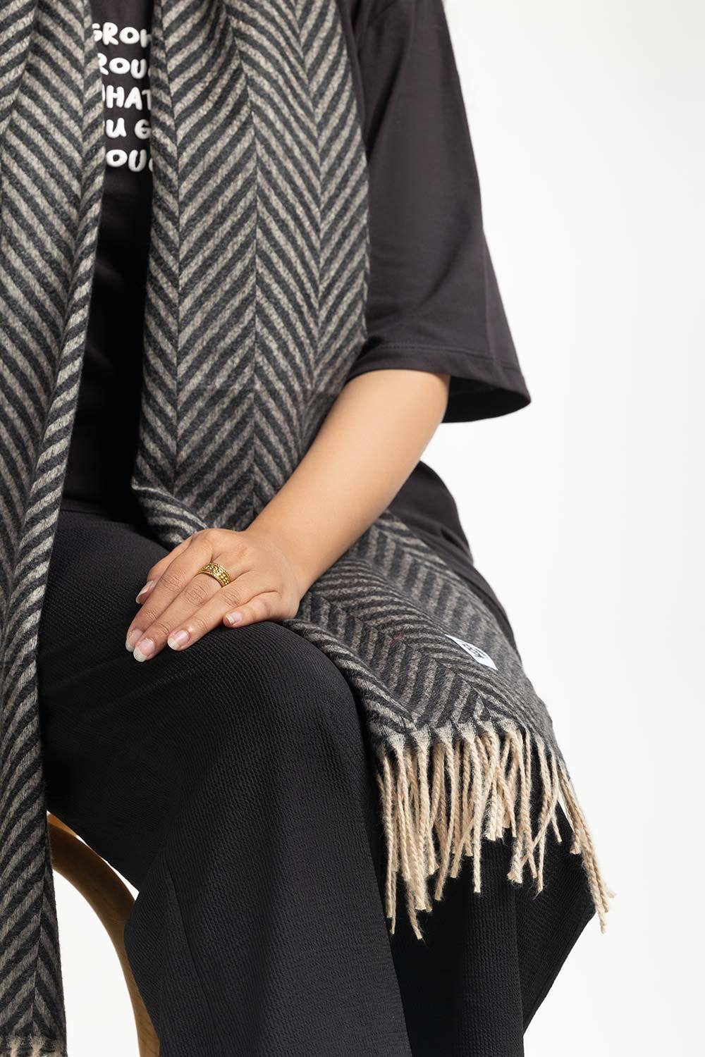 Grey Blended Chivron Scarf SCF-24-083