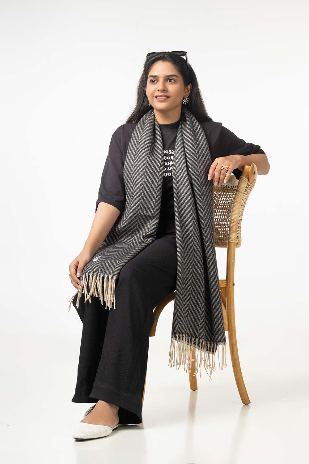 Grey Blended Chivron Scarf SCF-24-083