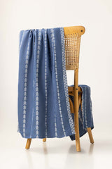 Blue Herringbone Embroidered Scarves SCF-24-090