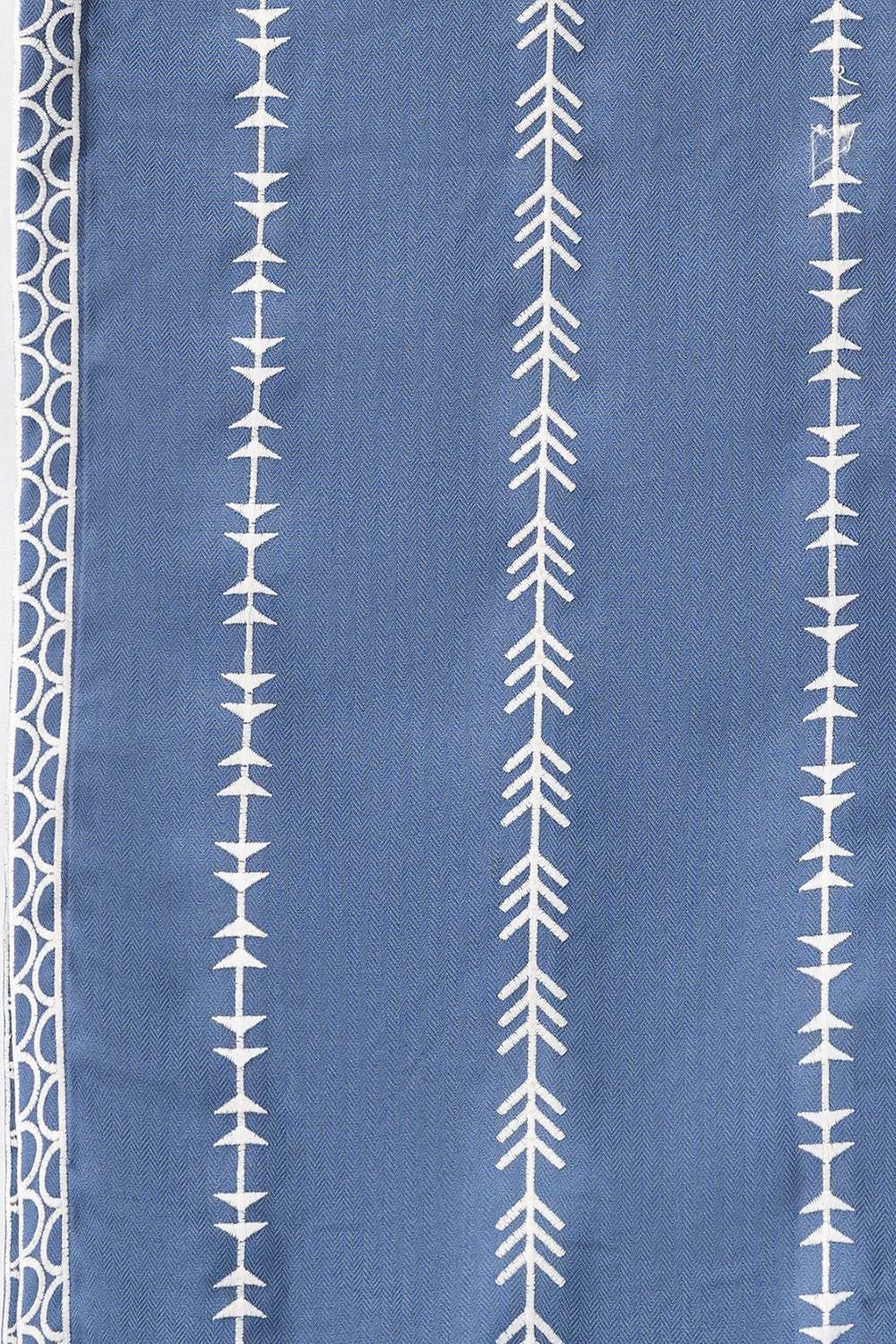 Blue Herringbone Embroidered Scarves SCF-24-090