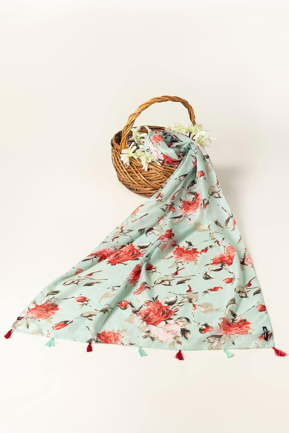 Multicolored Slub Lawn Printed Scarves