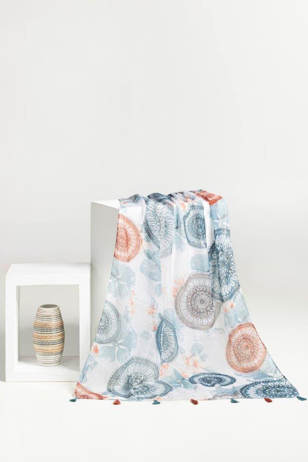 Multicolored Slub Lawn Printed Scarves SCF-43051