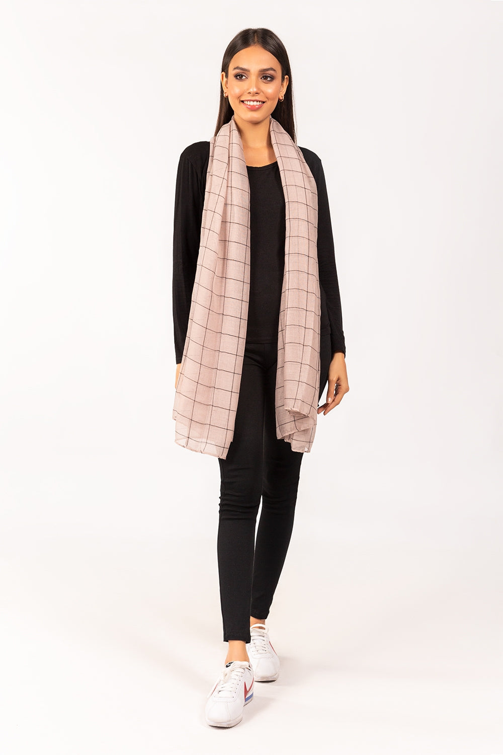 Beige & Black Checkered Scarf