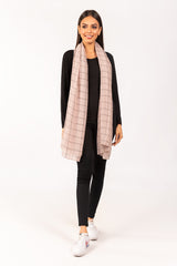Beige & Black Checkered Scarf SCF-S21-08 A