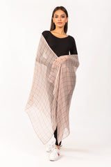 Beige & Black Checkered Scarf SCF-S21-08 A