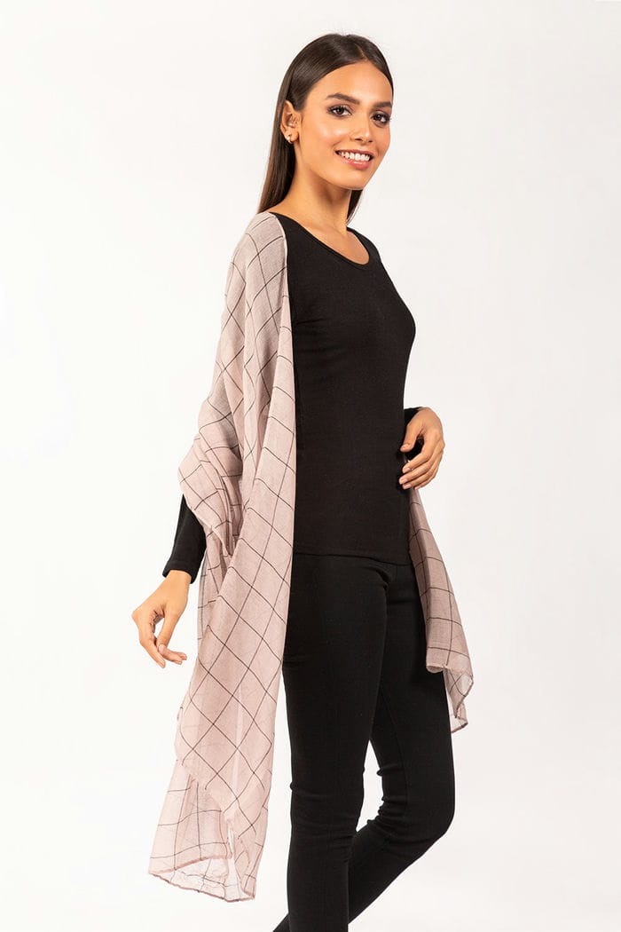 Beige & Black Checkered Scarf