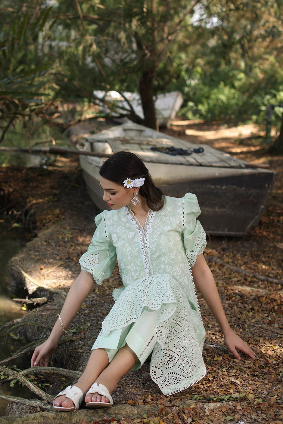 2 Piece Unstitched Schiffli Embroidered Lawn Suit