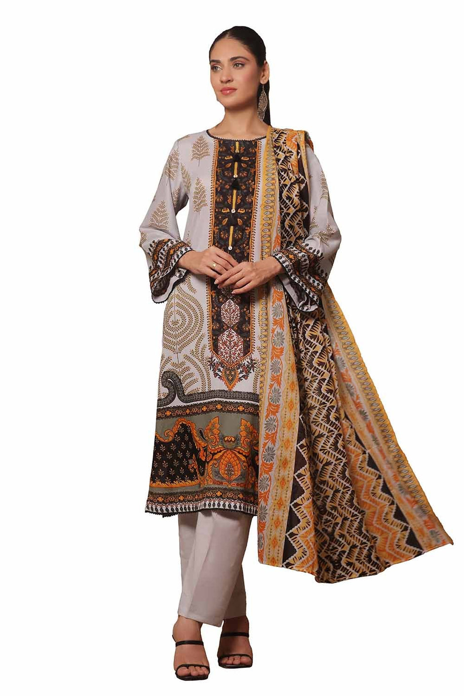 3 Piece Unstitched Printed Khaddar Suit