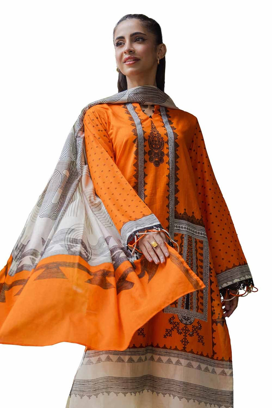 3 Piece Unstitched Printed Khaddar Suit