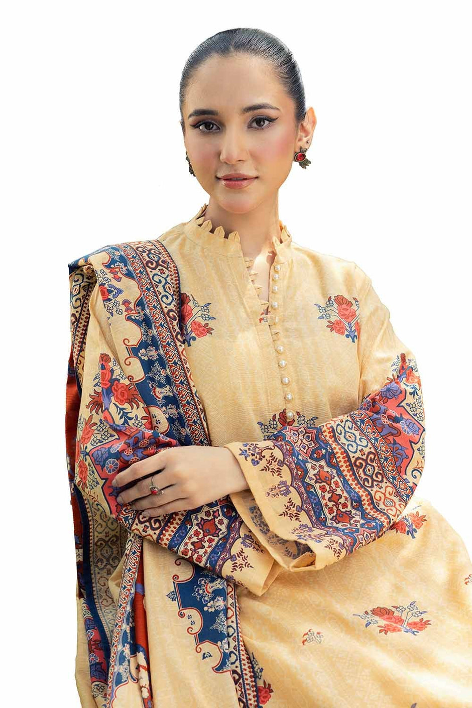 3 Piece Unstitched Printed Khaddar Suit