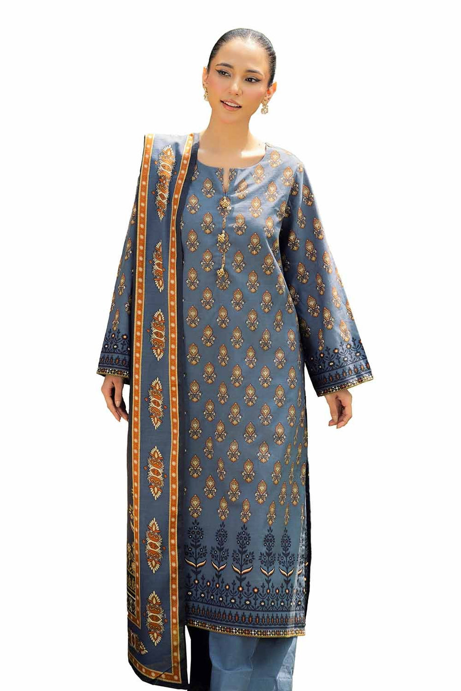 3 Piece Unstitched Printed Khaddar Suit