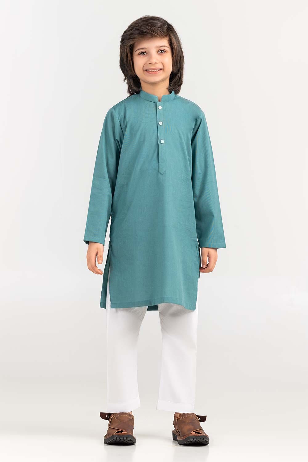 Sea Green Basic Kids Kurta KR-KPLN22-040