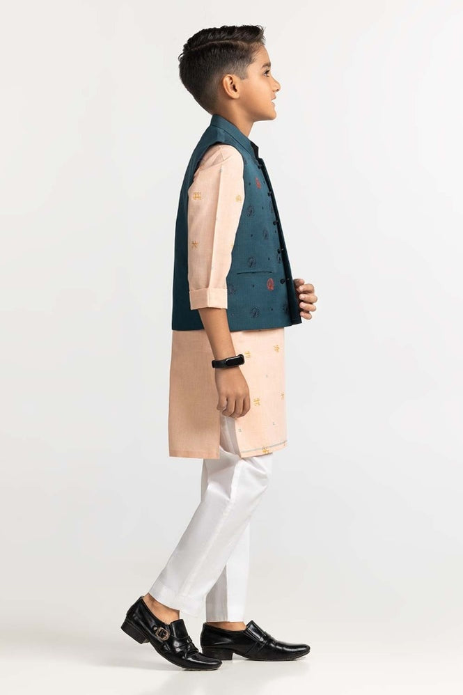 Sea Green Embroidered Waist Coat KWC-PD23-010