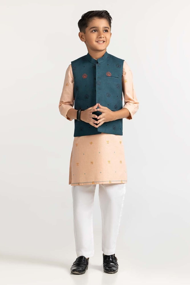 Sea Green Embroidered Waist Coat KWC-PD23-010