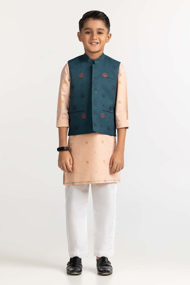 Sea Green Embroidered Waist Coat KWC-PD23-010