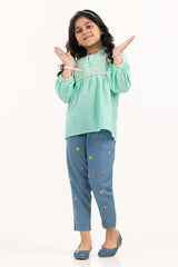 Toddler Girl Sea Green Woven Shirt TGWT-2210009 B