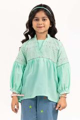 Toddler Girl Sea Green Woven Shirt TGWT-2210009 B