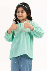 Toddler Girl Sea Green Woven Shirt TGWT-2210009 B