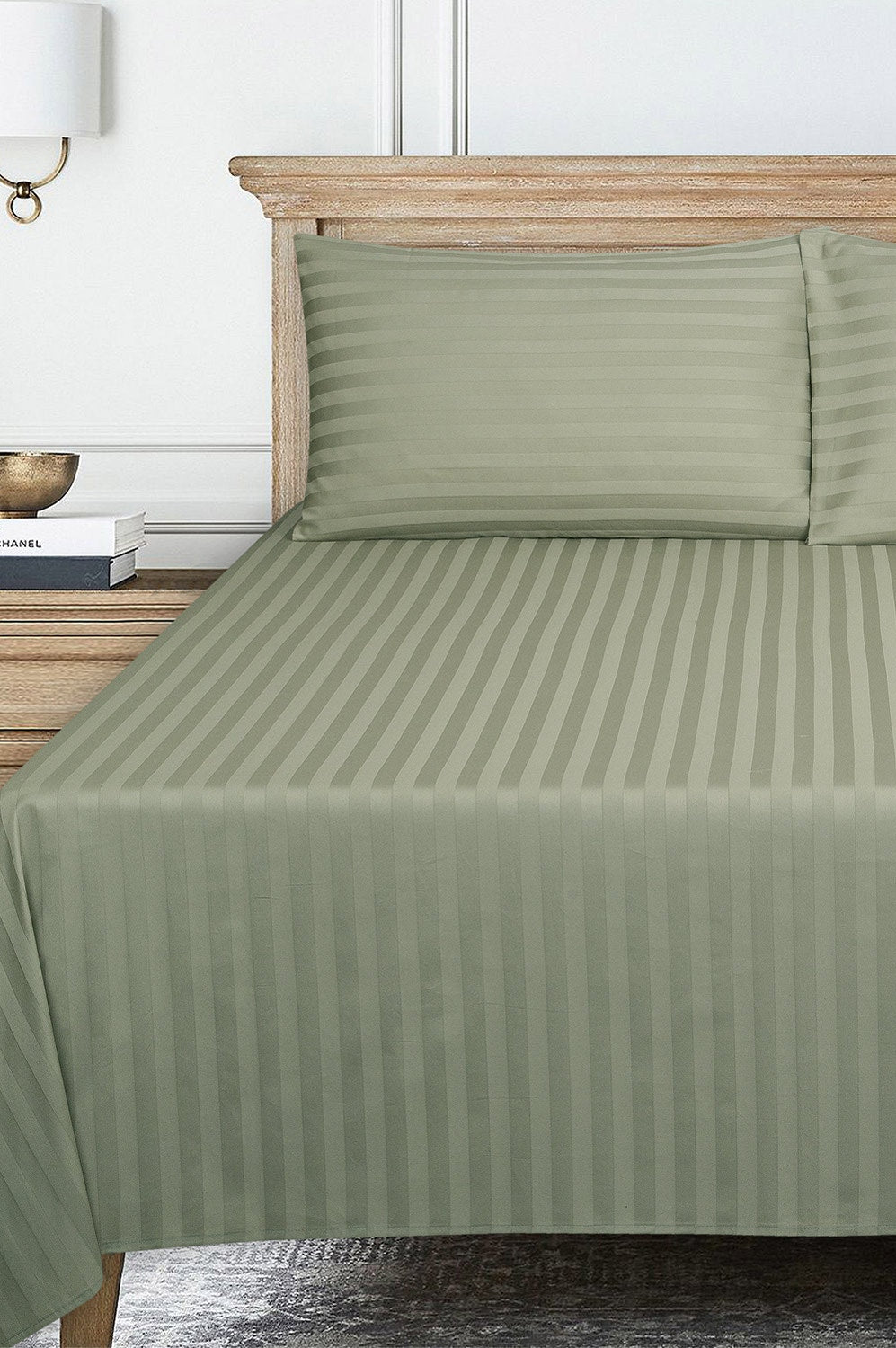 Seacrest Stripe Satin T-250 Bed Sheet Set