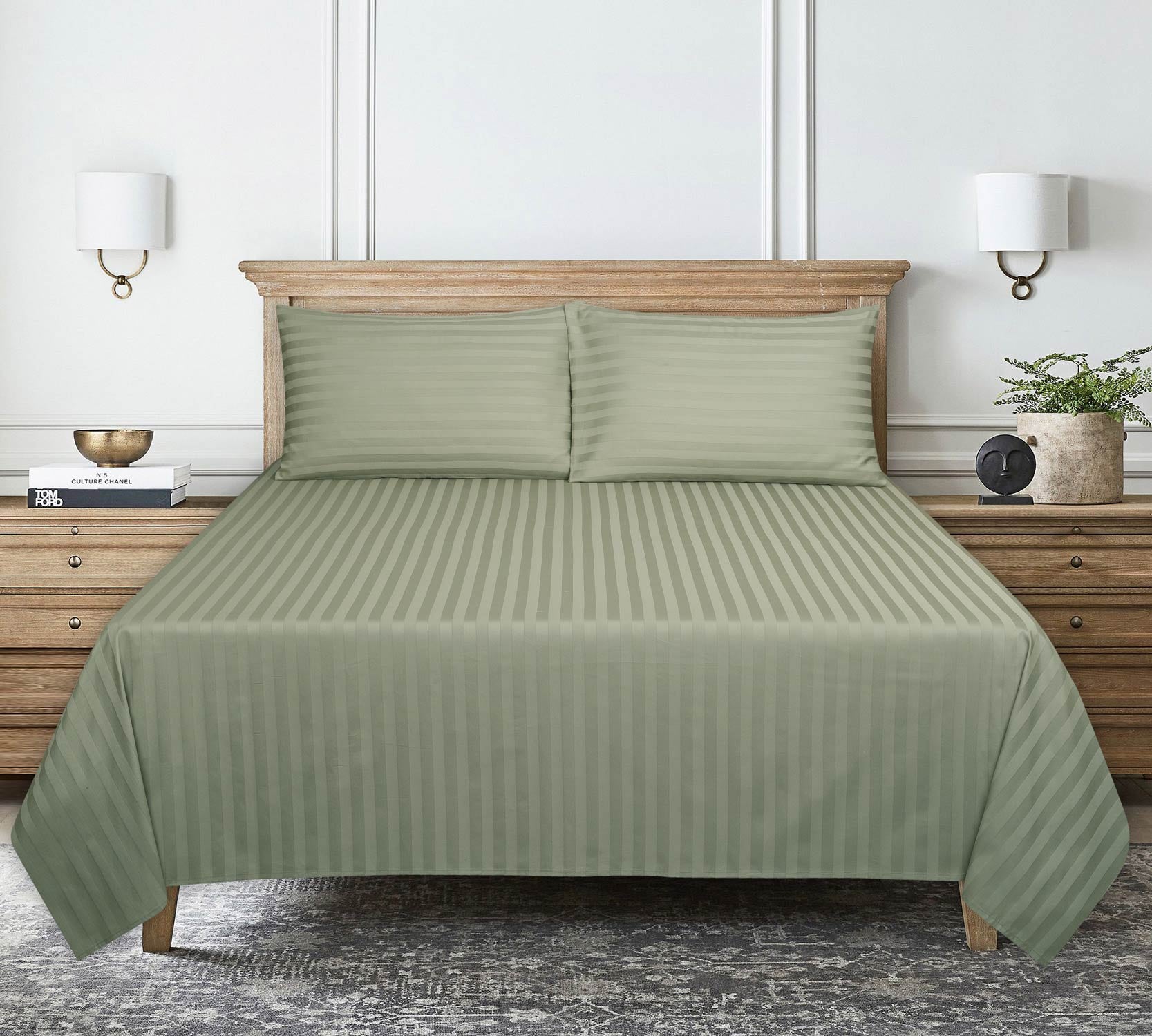 Seacrest Stripe Satin T-250 Bed Sheet Set