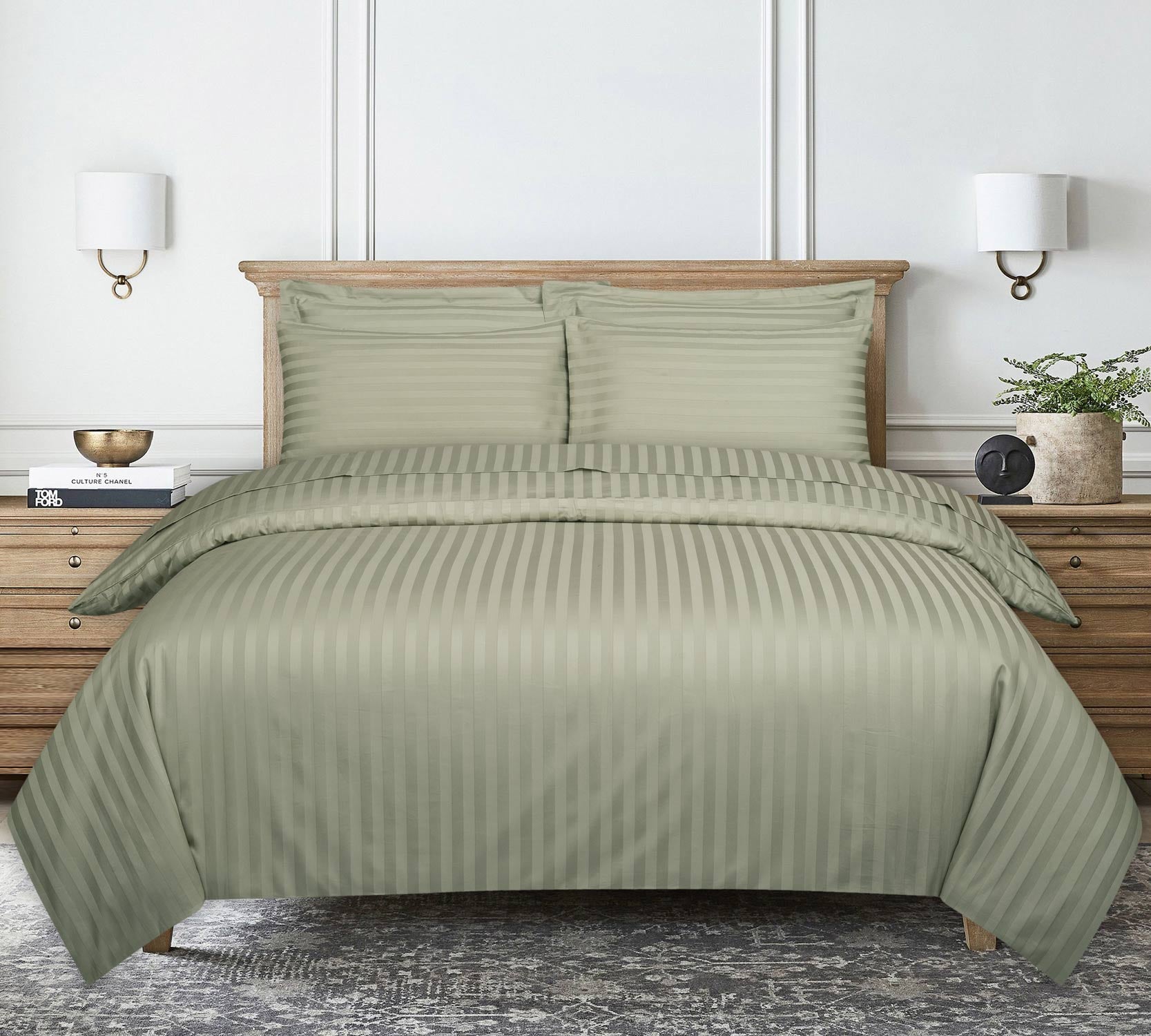 Seacrest Stripe Satin T-250 Quilt Cover Set