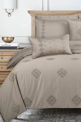 Sepia Tint T-400 Embroidered Quilt Cover Set
