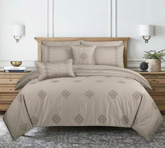 Sepia Tint T-400 Embroidered Quilt Cover Set