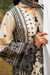 3 Piece Unstitched Embroidered Lawn Suit with Embroidered Chiffon Dupatta PM-52057