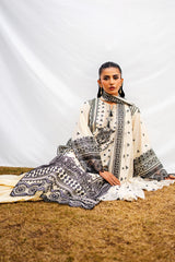 3 Piece Unstitched Embroidered Lawn Suit with Embroidered Chiffon Dupatta PM-52057