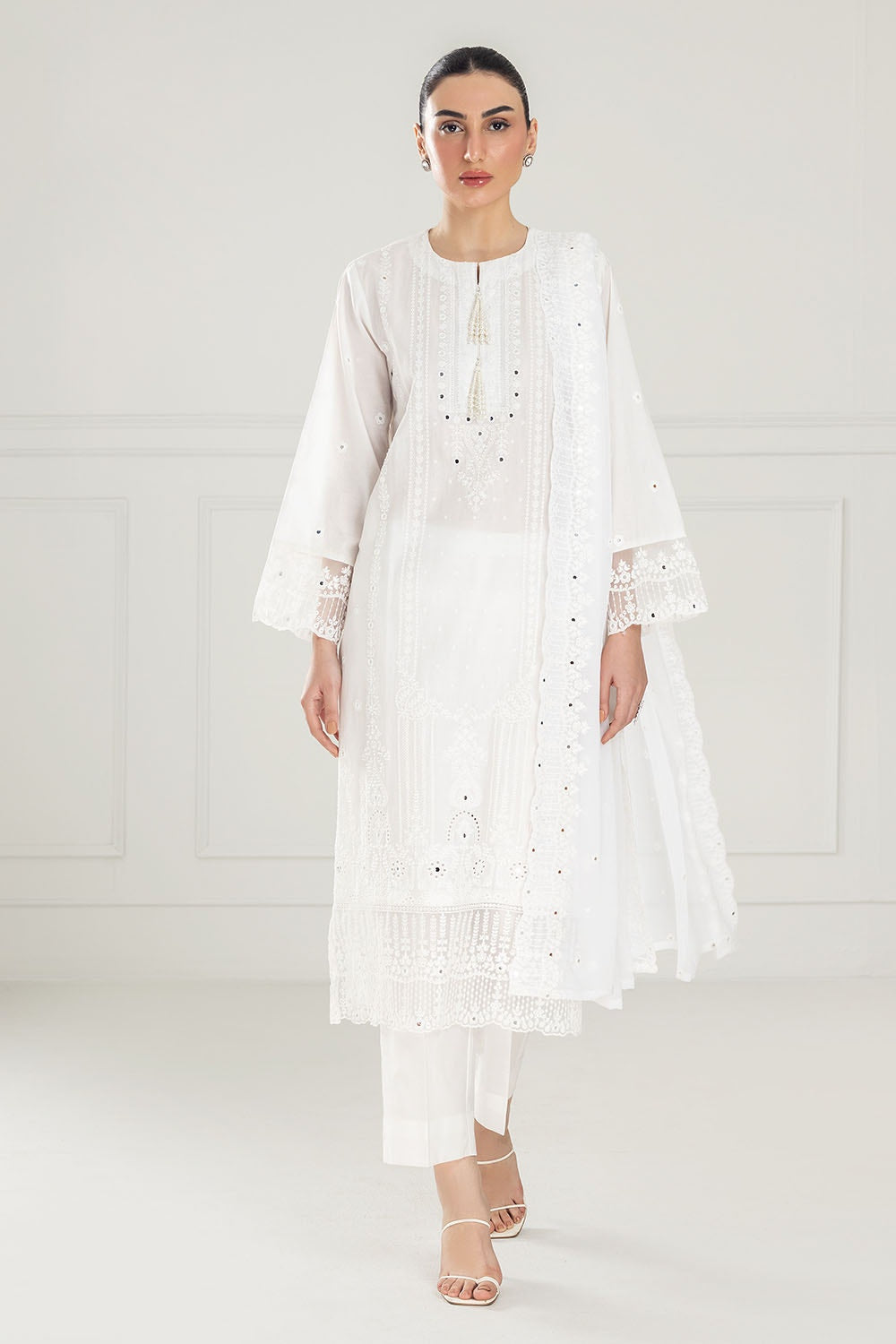 3 Piece Unstitched Embroidered Lawn Suit with Embroidered Chiffon Dupatta PM-52037