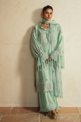 3 Piece Unstitched Embroidered Lawn Suit with Embroidered Chiffon Dupatta PM-52022