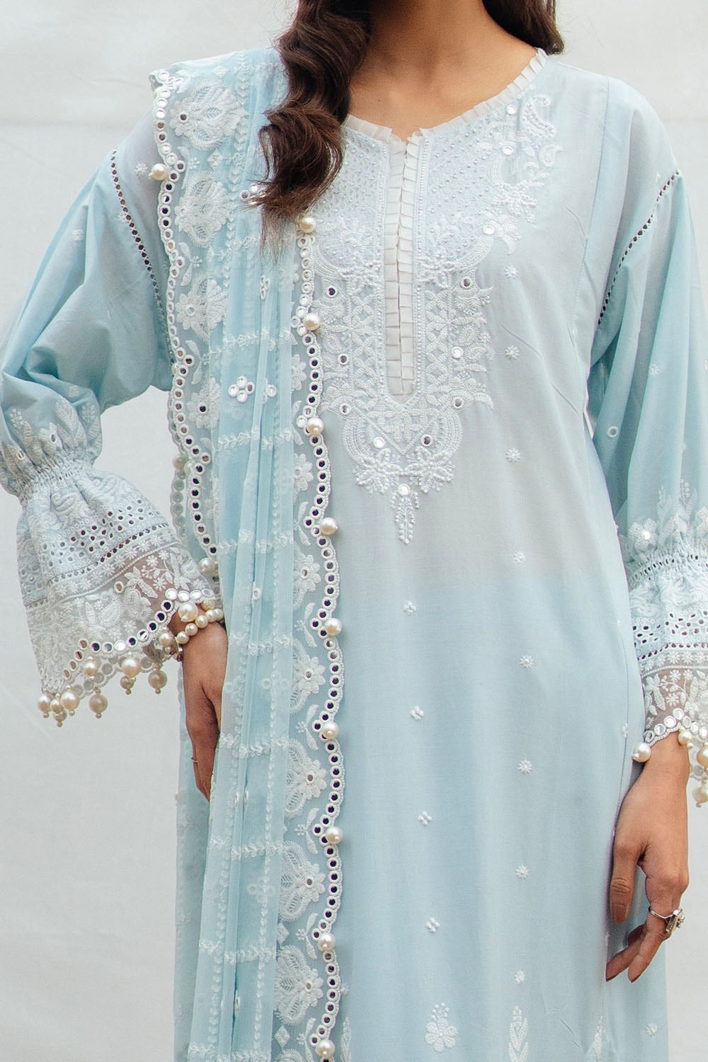 3 Piece Unstitched Embroidered Lawn Suit with Embroidered Chiffon Dupatta PM-52027