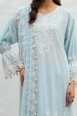 3 Piece Unstitched Embroidered Lawn Suit with Embroidered Chiffon Dupatta PM-52027