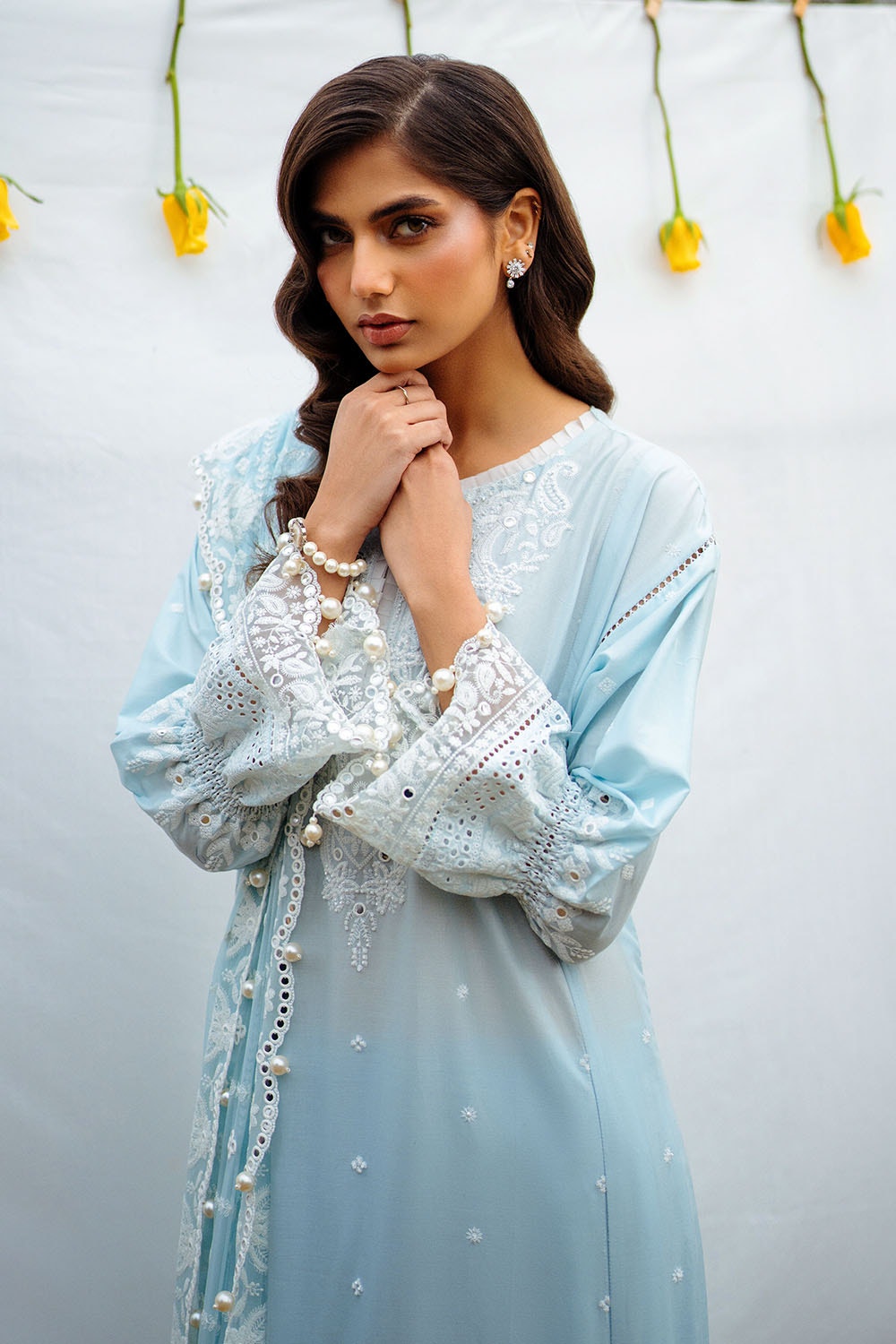 3 Piece Unstitched Embroidered Lawn Suit with Embroidered Chiffon Dupatta PM-52027