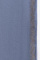 Blue Blended Stones Work Border Scarf SH-24-016