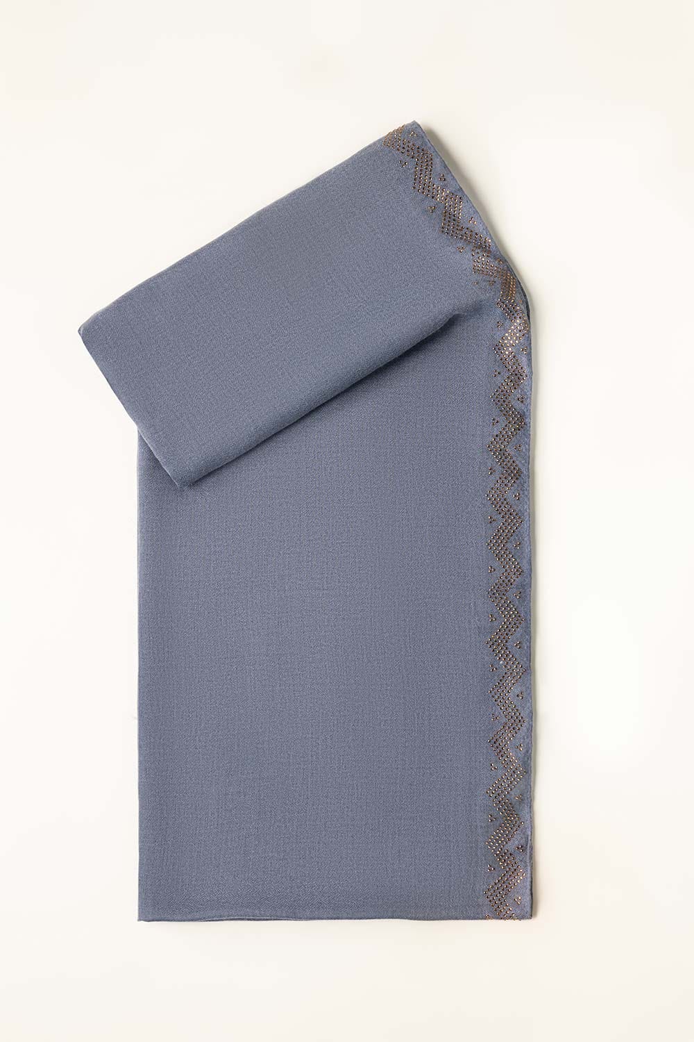 Blue Blended Stones Work Border Scarf SH-24-016