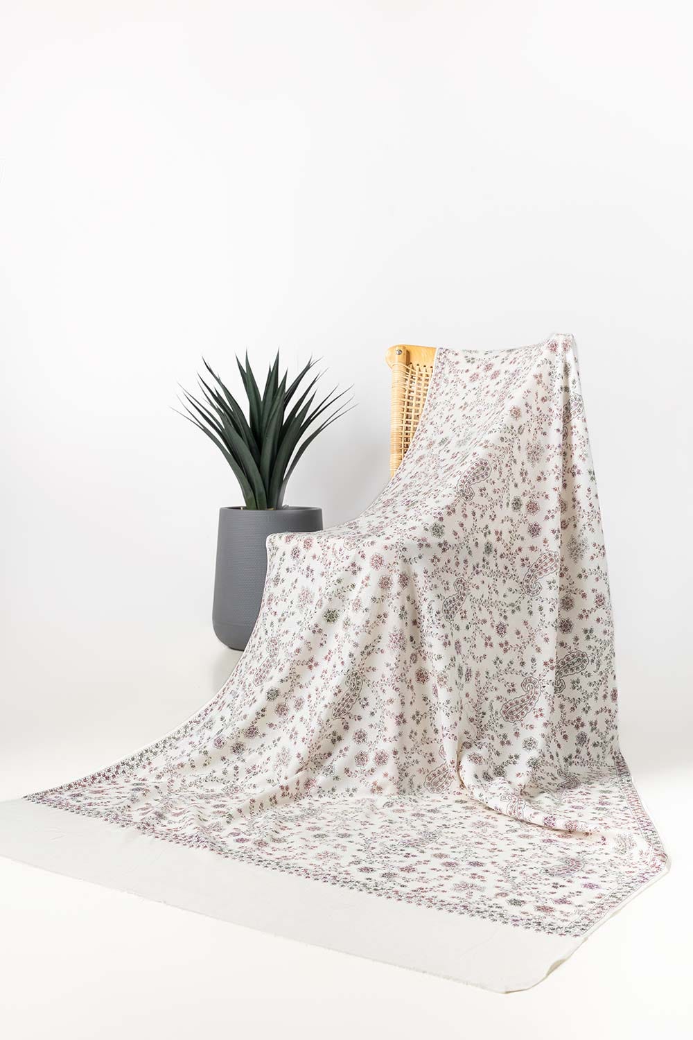 White Blended Handwork Shawl