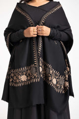 Black Blended Embroidered Shawl SH-24-036