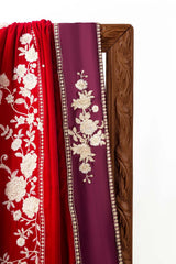 Red Velvet Embroidered Shawl SH-24-077