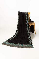 Black Velvet Embroidered Shawl SH-24-079