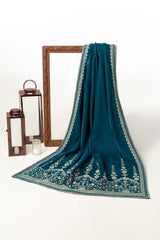 Sea Green Velvet Embroidered Shawl SH-24-080
