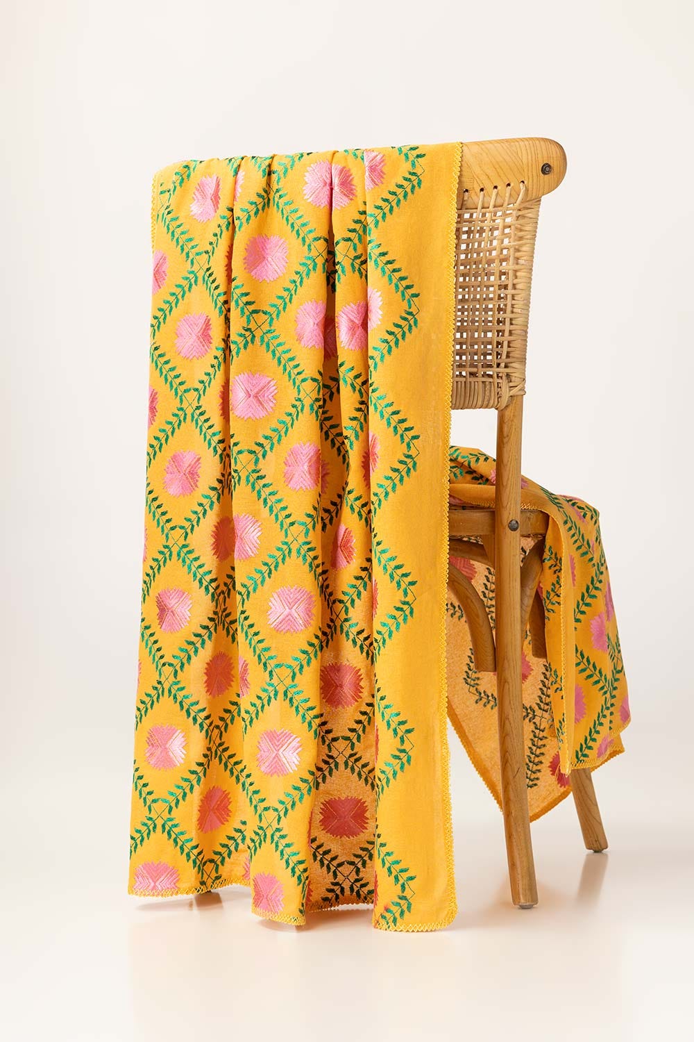 Yellow Blended Embroidered Shawl SH-24-108
