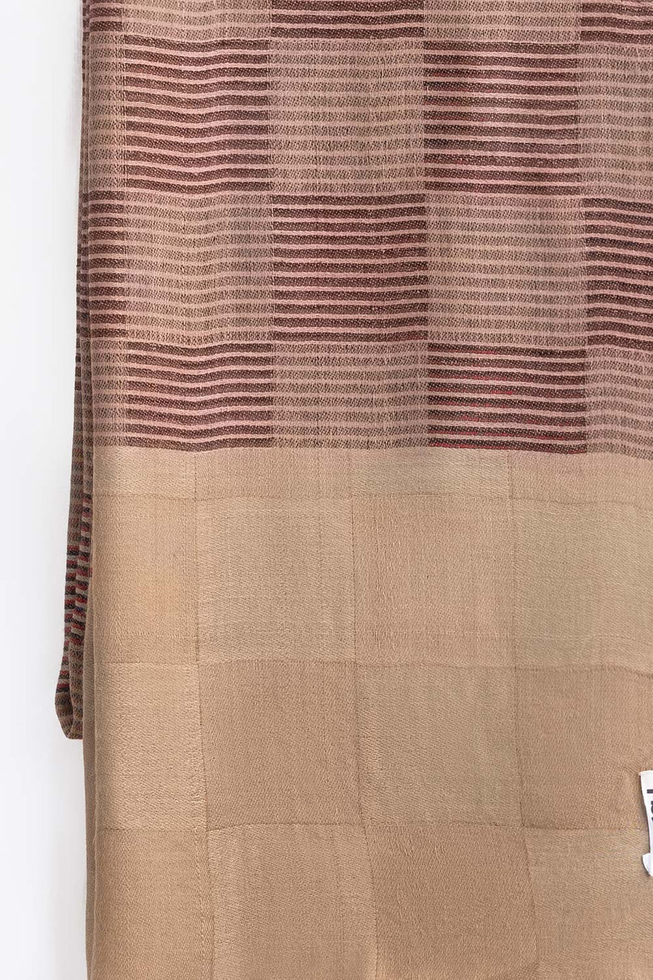 Beige Blended Box Check Shawl
