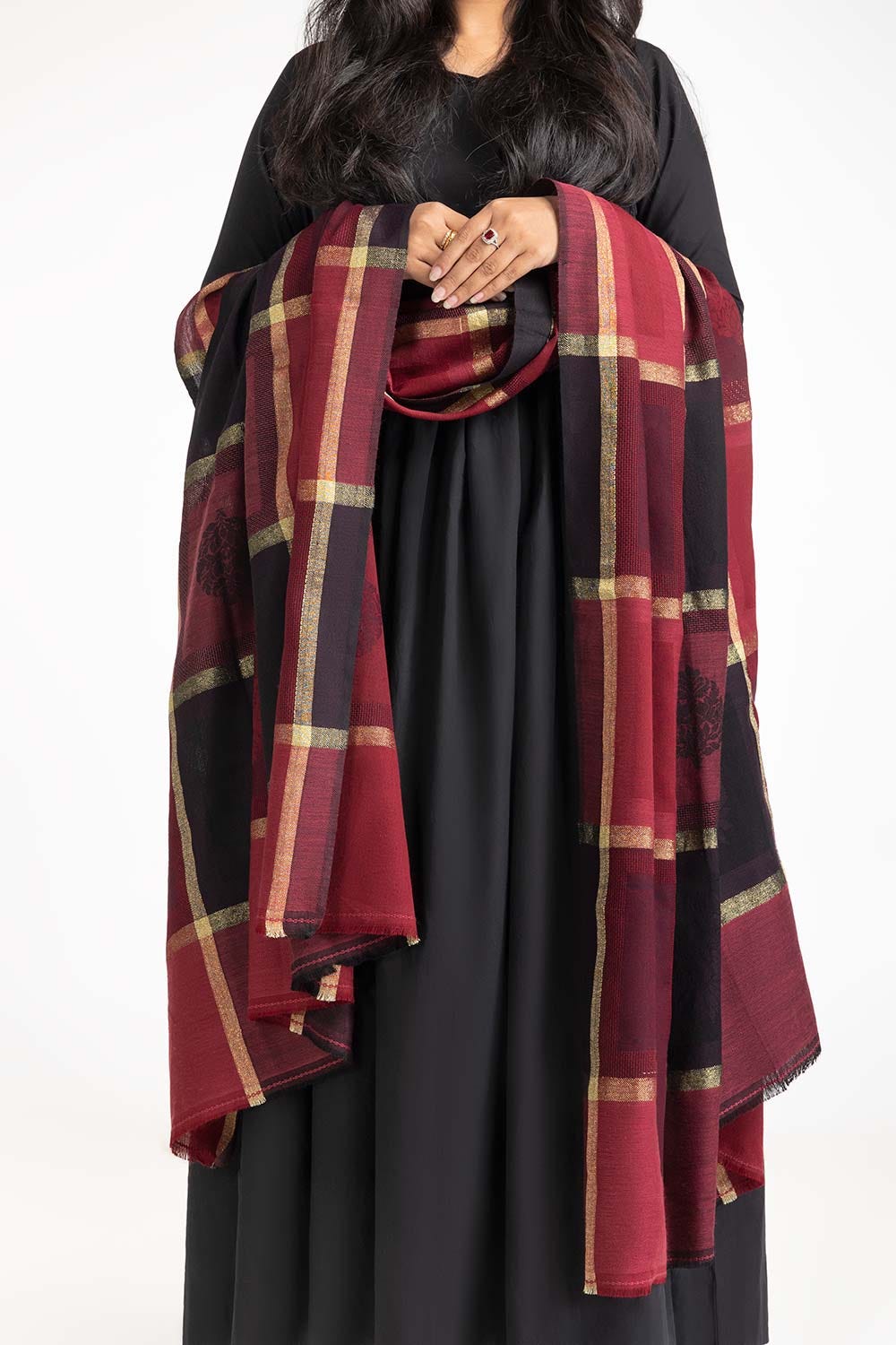 Red Blended Zari Shawl SH-24-113
