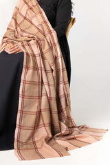 Beige Blended Checkered Shawl SH-24-116