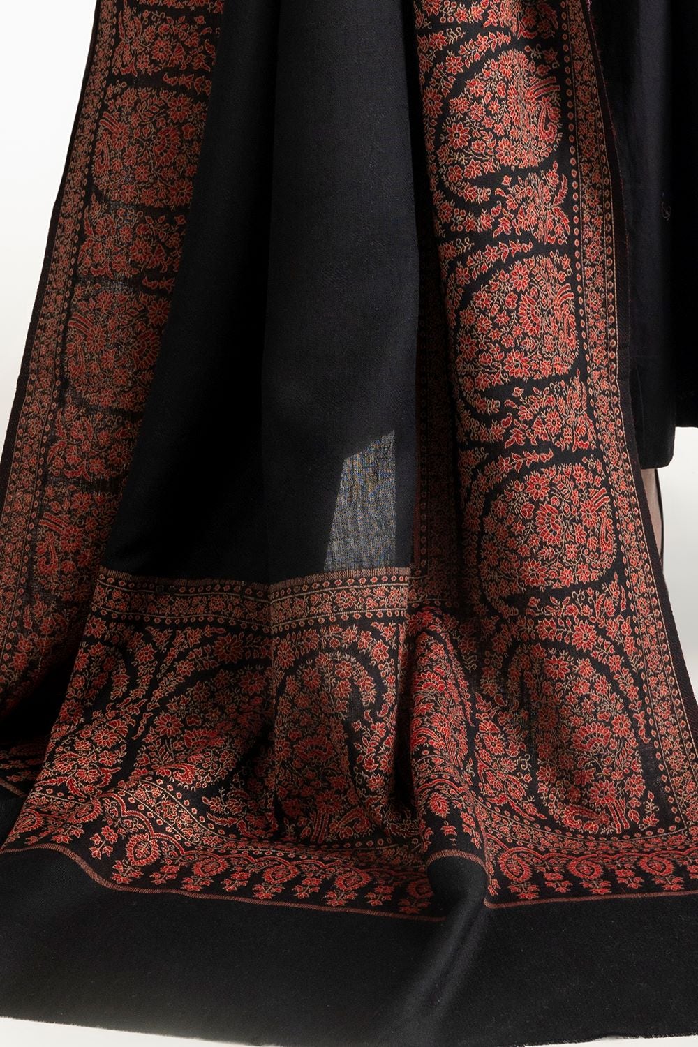 Black Blended Jacquard Shawl