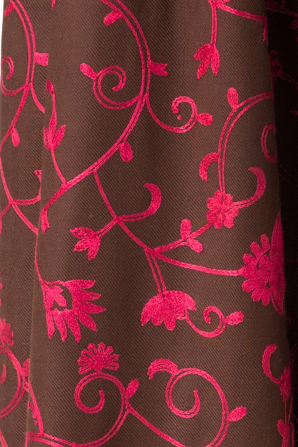 Dark Brown Blended Embroidered Scarf SH-24-130
