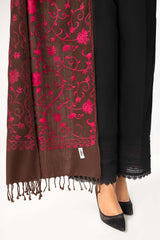 Dark Brown Blended Embroidered Scarf SH-24-130